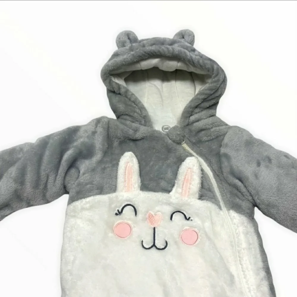 Wonder Nation Bunny Rabbit Winter Body Suit Cozy Warm Zip Front One Piece Easter